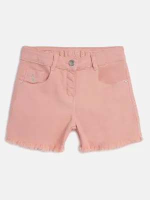 Girls Peach Cotton Shorts