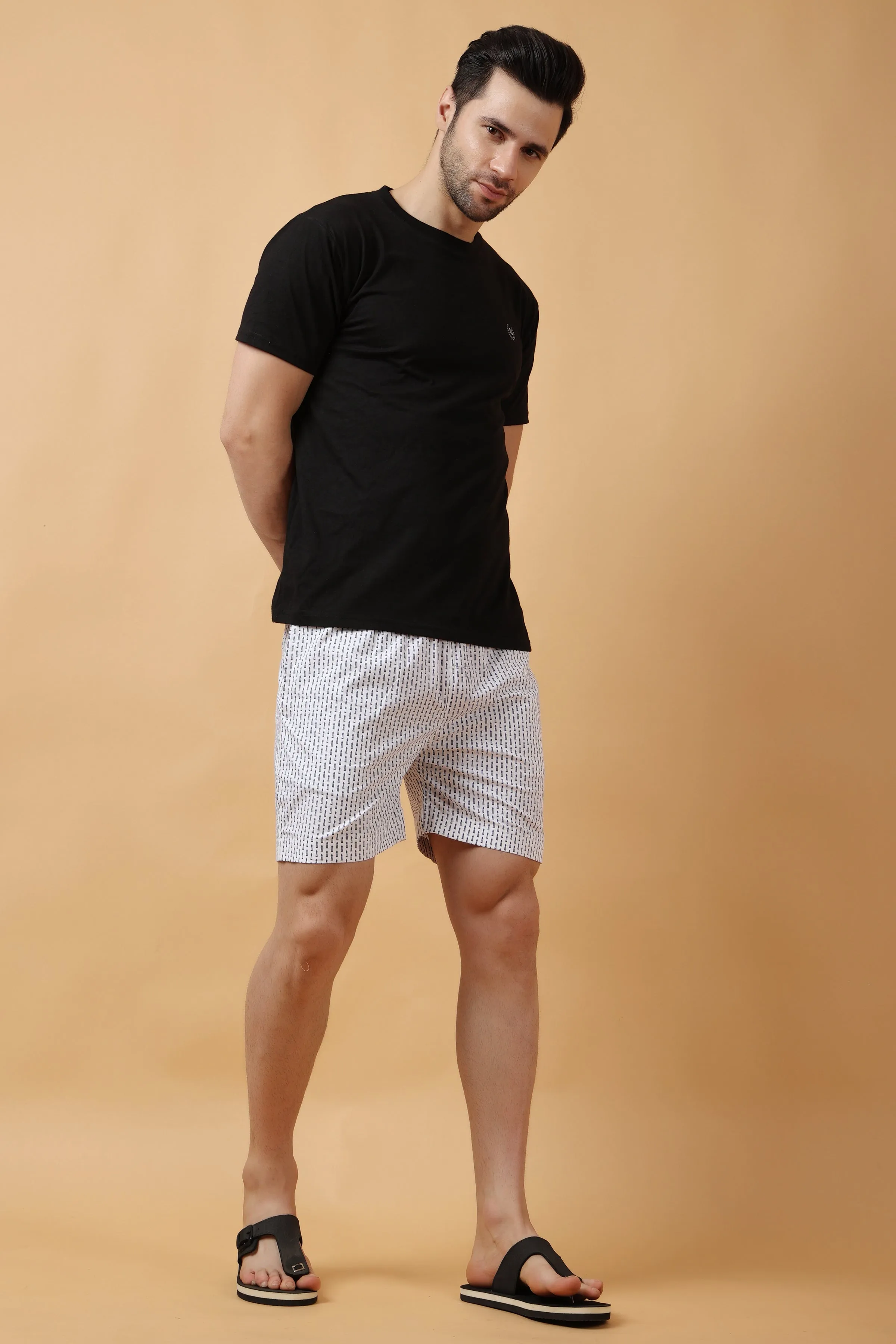 Glacier White Poplin Lycra Shorts