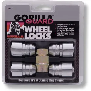 Gorilla Automotive Guard Locks, 14mm x 1.50 Wheel Locks for Cars with Key, Acorn, Chrome