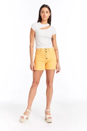 Hampton - High Rise Side Slit Short With Raw Edge Hem