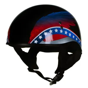 Hot Leathers T68 'Eagle Wings' Black Advanced DOT Motorcycle Skull Cap Helmet