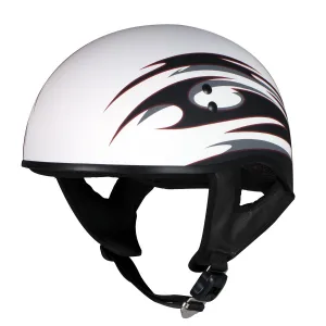 Hot Leathers T68 'Tribal White' Advanced DOT Motorcycle Skull Cap Helmet