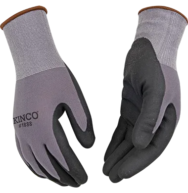 Kinco 1888 15-Gauge Blend Knit Shell Breathable Micro-Foam Nitrile Coated Palm Nylon-Spandex Blend Elastic Knit Wrist Glove (One Dozen)