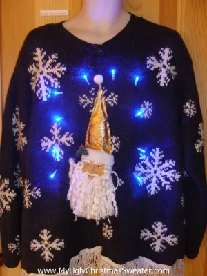 Light Up Christmas Sweater 3D Santa Wms Mens XXXL