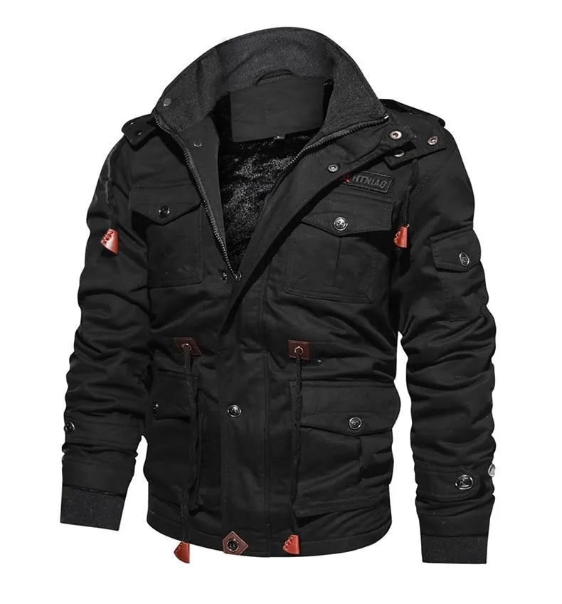 Military Thicken Fleece Jacket Mens Winter Casual Hooded Jacket Coat