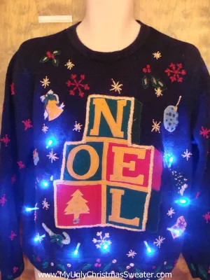 NOEL Bright Light Up Ugly Xmas Sweater