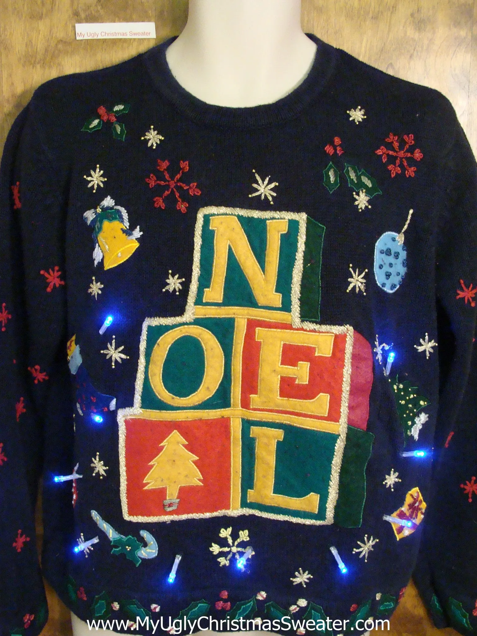 NOEL Bright Light Up Ugly Xmas Sweater