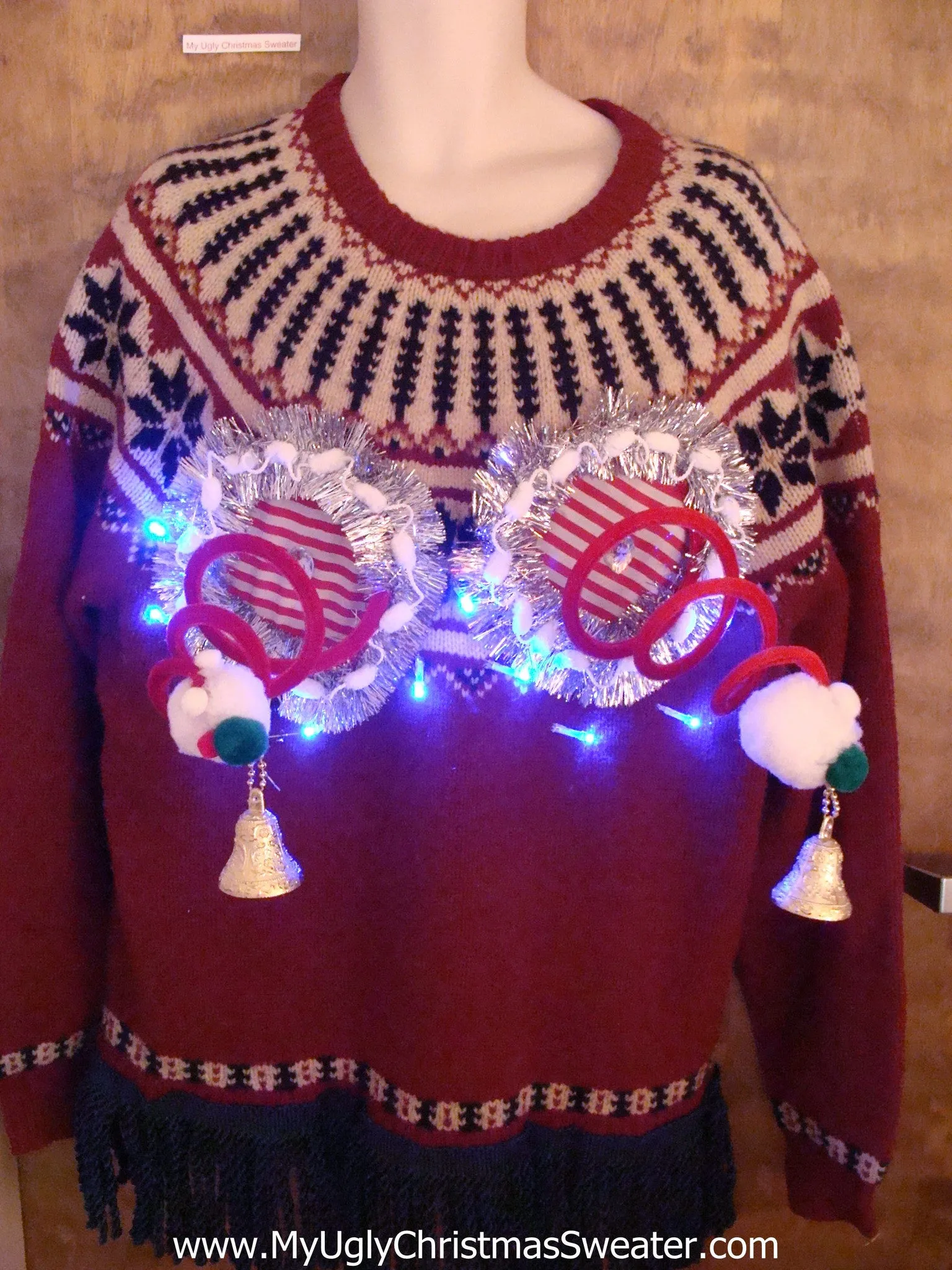 Nordic 2sided Crazy Naughty Ugly Christmas Sweater with Lights