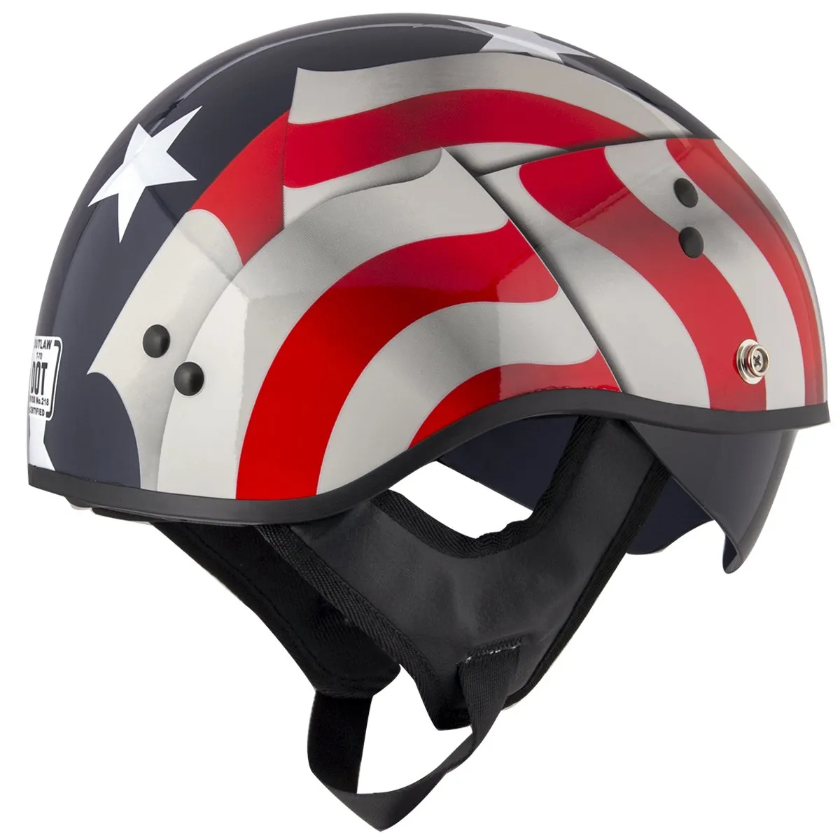 Outlaw T-70 'Blue Flag' American Flag Half Face Helmet with Drop Down Tinted Visor