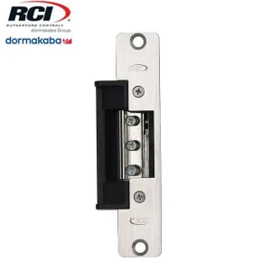 RCI - 7105 - Electric Centerline Strike - Fail Secure - Brushed Stainless Steel - 1-1/8"W x 5-7/8"H