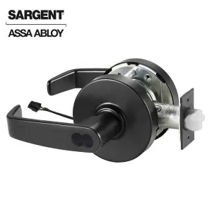 Sargent - 10G71 - Electromechanical Cylindrical Lock - L Rose / L Lever - Fail Secure - SFIC - BSP - Black Suede Powder Coat - 24V - Grade 1