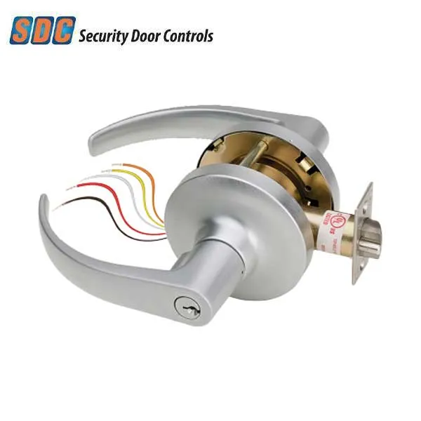 SDC - Z7252GQ6PKA - Electrified Cylindrical Lockset - Keyed Alike - 6-Pin - Fail Secure - Galaxy Lever - 12/24VDC - Satin Chrome - Fire Rated - Grade 1