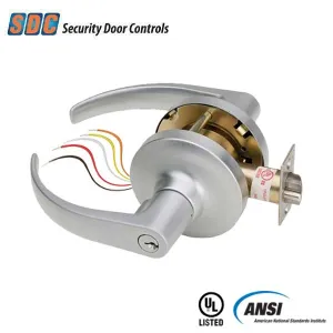 SDC - Z7252GQ6PKA - Electrified Cylindrical Lockset - Keyed Alike - 6-Pin - Fail Secure - Galaxy Lever - 12/24VDC - Satin Chrome - Fire Rated - Grade 1