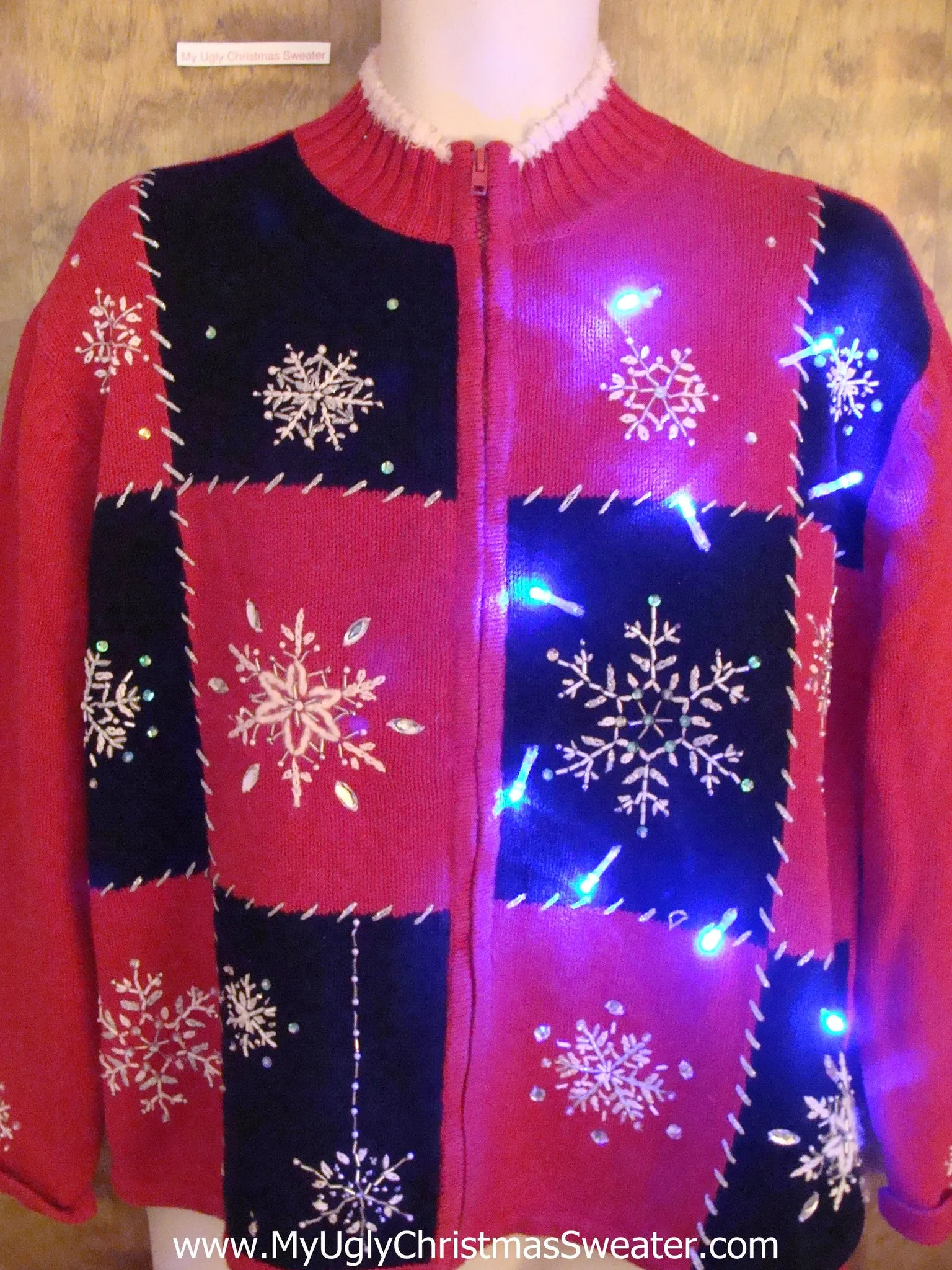 Snowflake Party Light Up Ugly Xmas Sweater