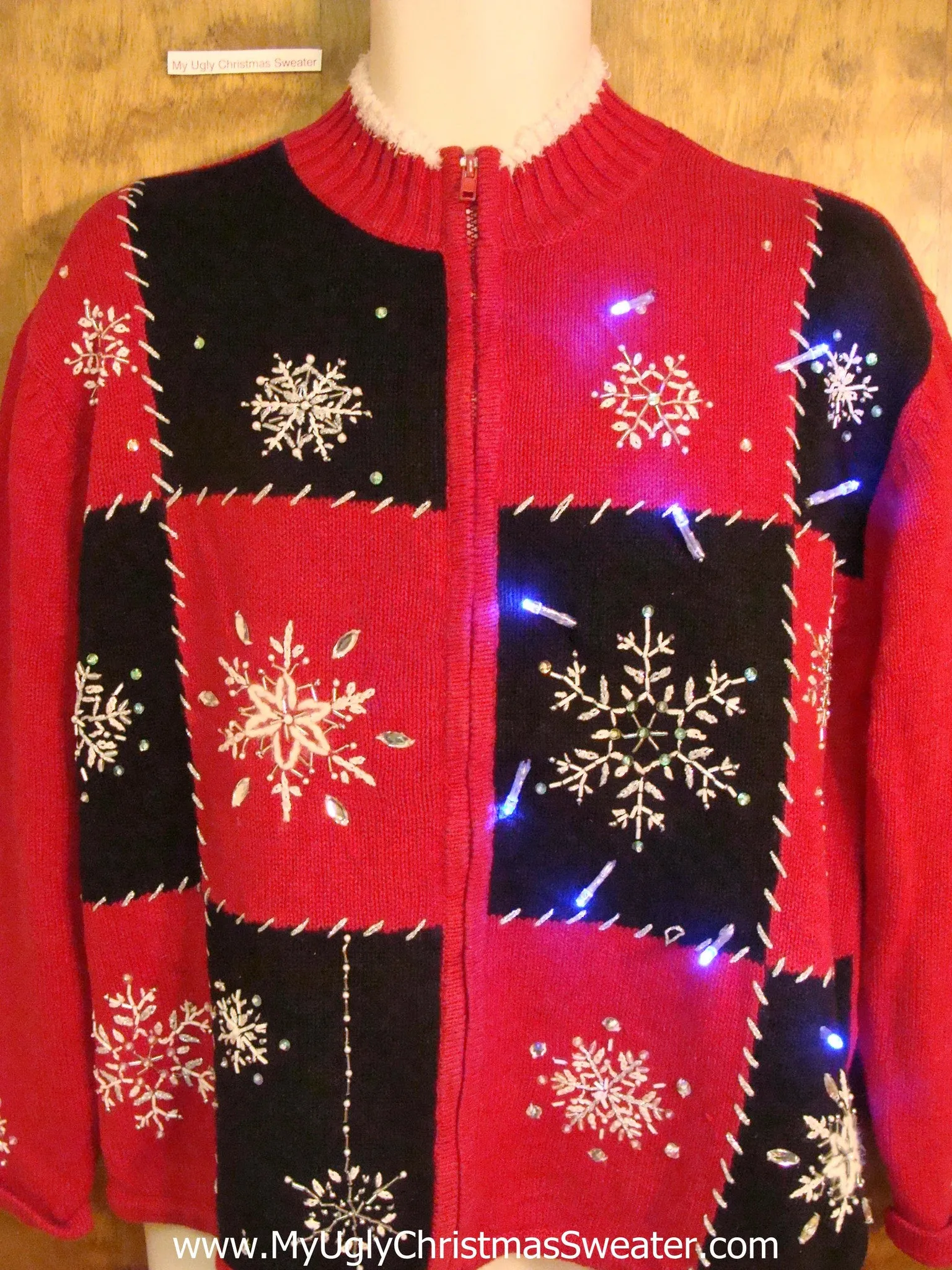 Snowflake Party Light Up Ugly Xmas Sweater