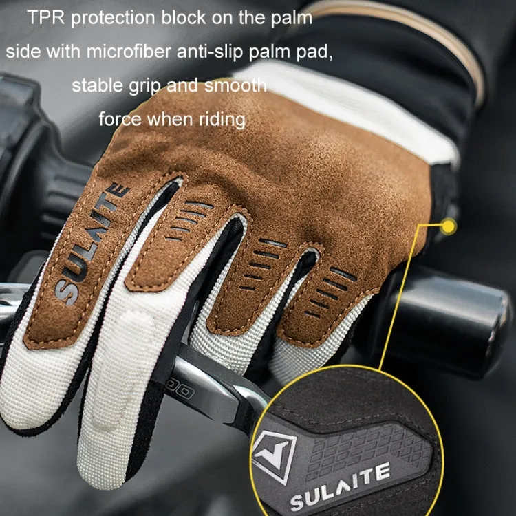 SULAITE Motorcycle Riding Breathable Conductive Touch Screen Full Finger Gloves, Size: M(Black)