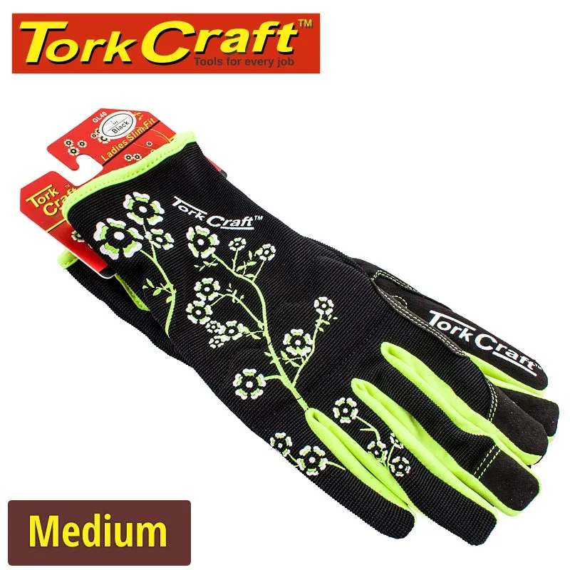 TORK CRAFT LADIES SLIM FIT MEDIUM GARDEN GLOVES BLACK GL46