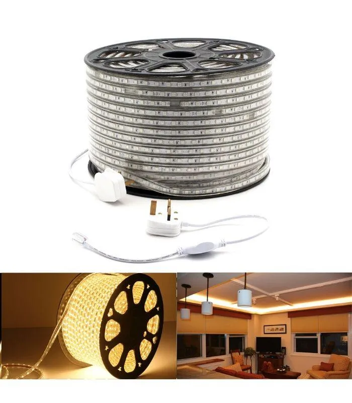 Warm White LED Strip Light 220V 240V 2835 IP65 Waterproof 120LED/m Full Kit