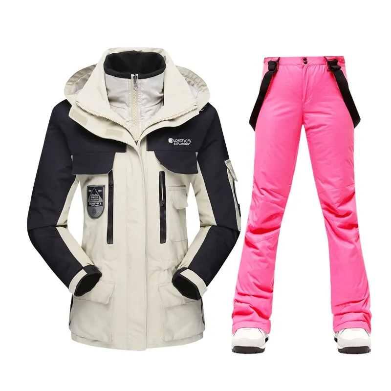 Warm Windproof Waterproof Ski Jacket Ski Pants set for women Outdoor Snow Sports Coat Trousers Snowboard Wear