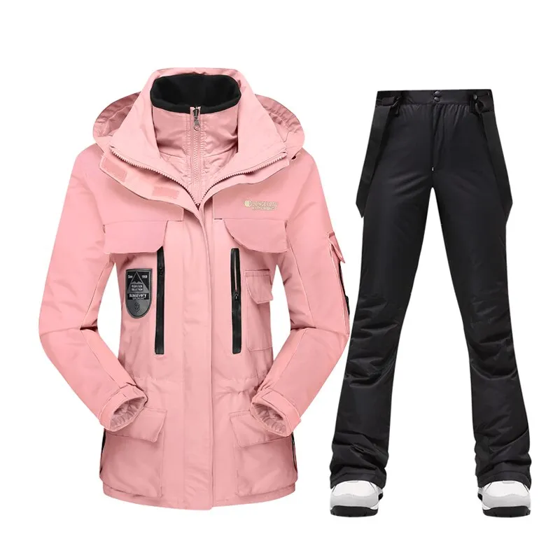 Warm Windproof Waterproof Ski Jacket Ski Pants set for women Outdoor Snow Sports Coat Trousers Snowboard Wear